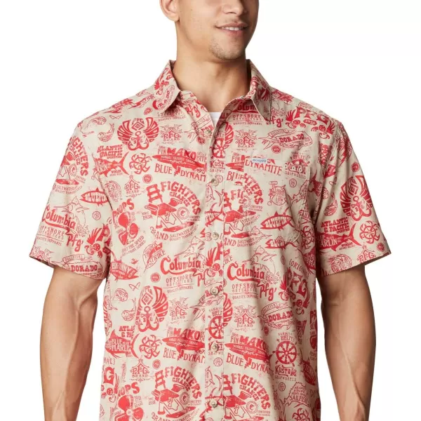 Columbia Mens Super Slack Tide ShirtRed SparkNautical Tales Print