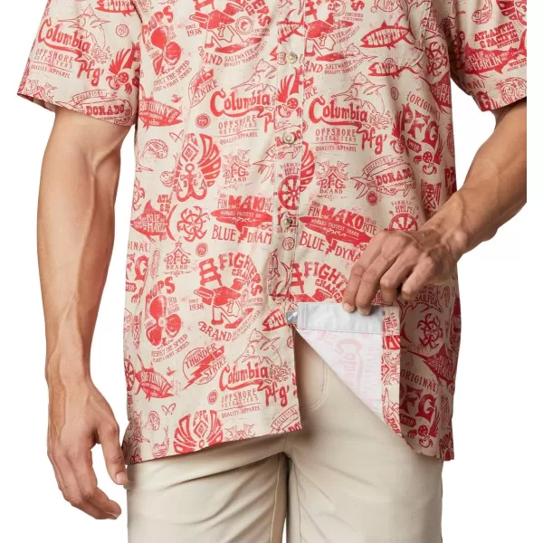 Columbia Mens Super Slack Tide ShirtRed SparkNautical Tales Print