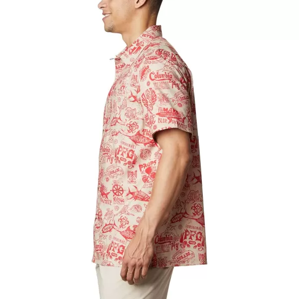 Columbia Mens Super Slack Tide ShirtRed SparkNautical Tales Print