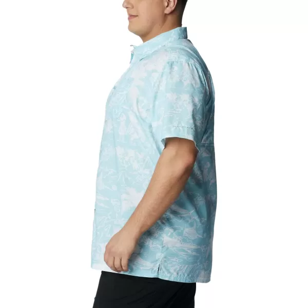 Columbia Mens Super Slack Tide ShirtSpring Blue Hula Fish Print