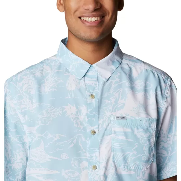 Columbia Mens Super Slack Tide ShirtSpring Blue Hula Fish Print