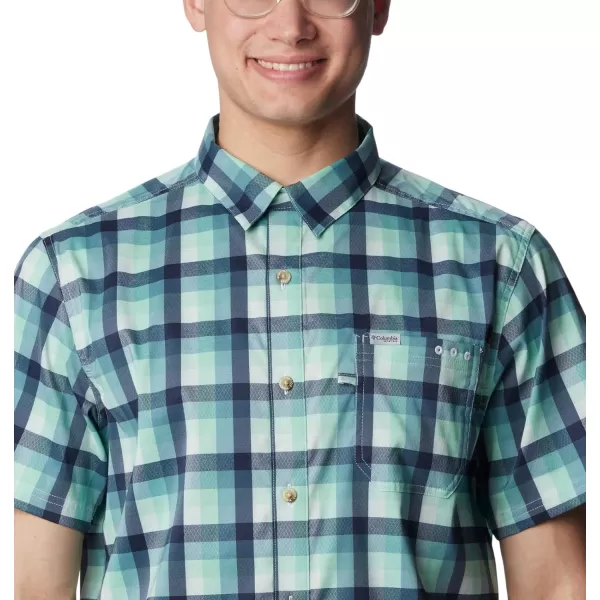 Columbia Mens Super Slack Tide ShirtTranquil Teal Mid Gingham