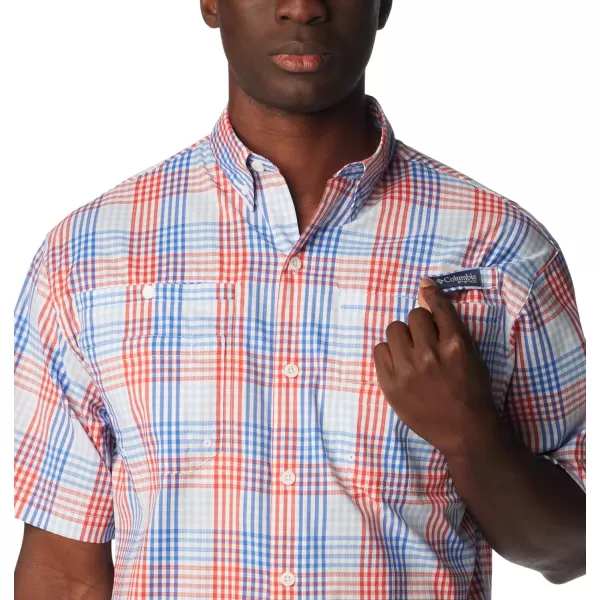 Columbia Mens Super Tamiami Long Sleeve ShirtVivid BlueAll Over Gingham