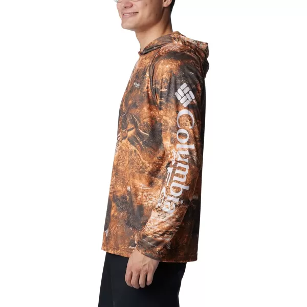 Columbia Mens Super Terminal Tackle HoodieOrange Blast Realtree Horizon
