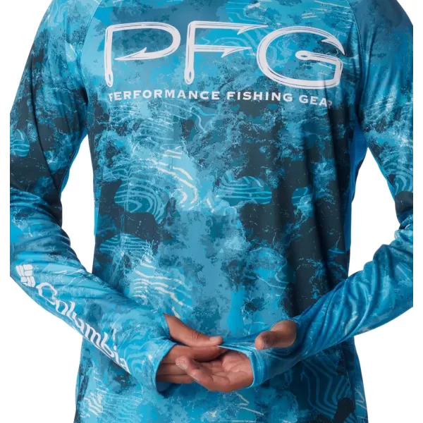 Columbia Mens Super Terminal Tackle Vent HoodieOcean Blue Deepwaters Camo