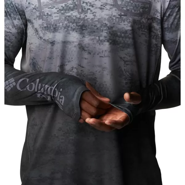 Columbia Mens Super Terminal Tackle Vent Long SleeveBlack Pfg Camo Gradient