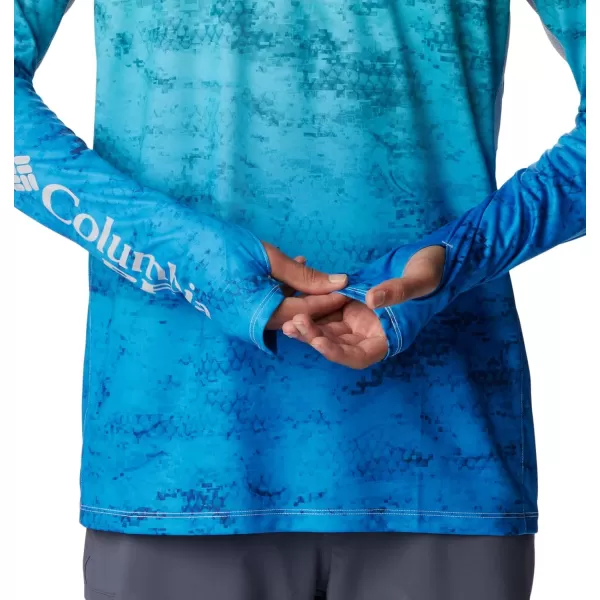 Columbia Mens Super Terminal Tackle Vent Long SleeveTurquoise Pfg Camo Gradient