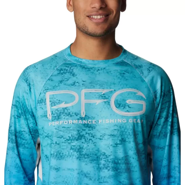 Columbia Mens Super Terminal Tackle Vent Long SleeveTurquoise Pfg Camo Gradient