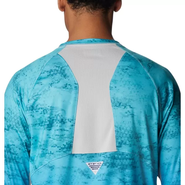 Columbia Mens Super Terminal Tackle Vent Long SleeveTurquoise Pfg Camo Gradient