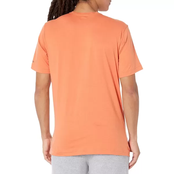 Columbia Mens Tech Trail Front Graphic Short Sleeve TeeDesert Orange HeatherOutlined Badge Grx