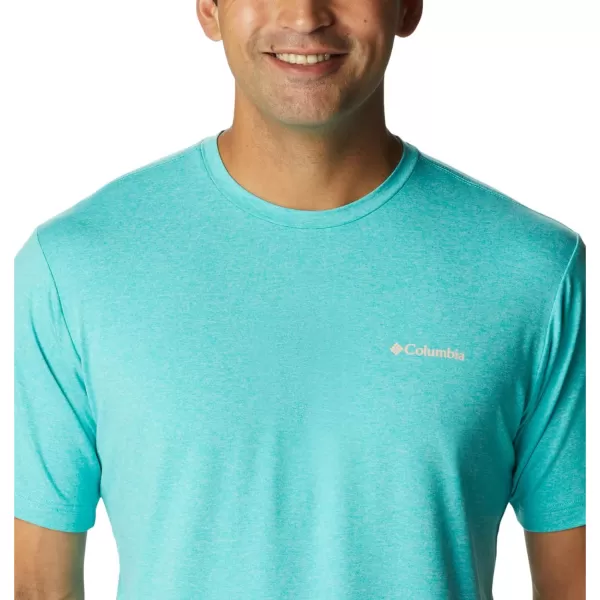 Columbia Mens Tech Trail Graphic TeeBright Aqua HeatherMoonscape Graphic