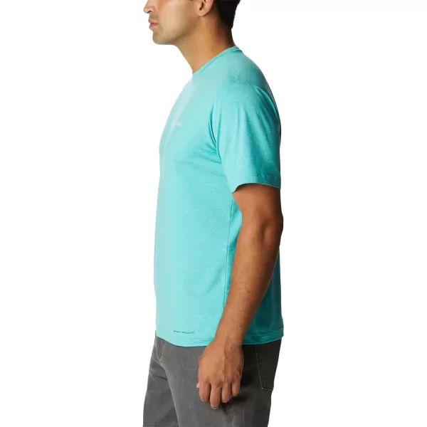 Columbia Mens Tech Trail Graphic TeeBright Aqua HeatherMoonscape Graphic