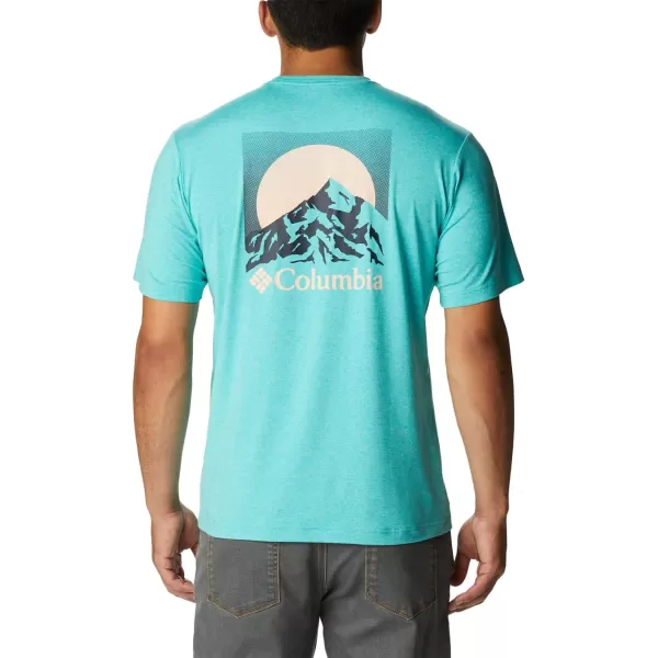 Columbia Mens Tech Trail Graphic TeeBright Aqua HeatherMoonscape Graphic