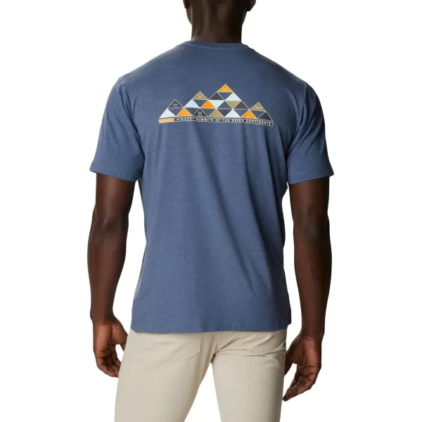 Columbia Mens Tech Trail Graphic TeeDark Mountain HeatherSummits 7 Graphic