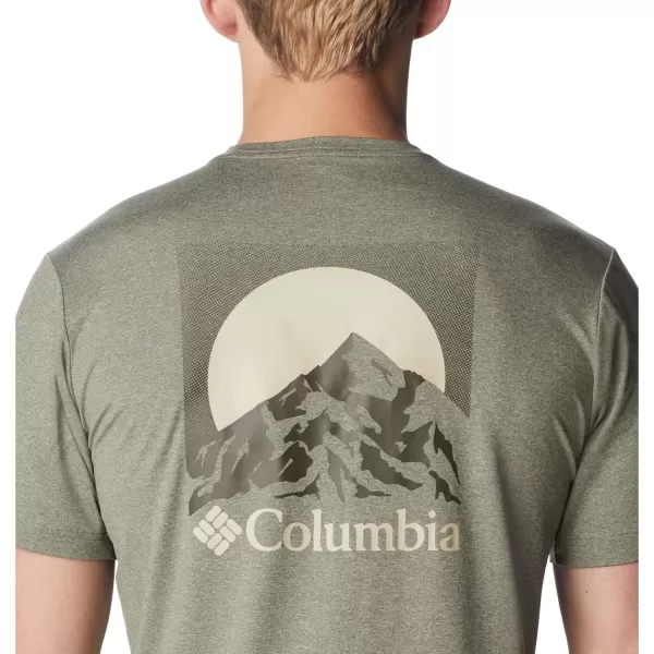 Columbia Mens Tech Trail Graphic TeeStone Green HeatherMoonscape Graphic