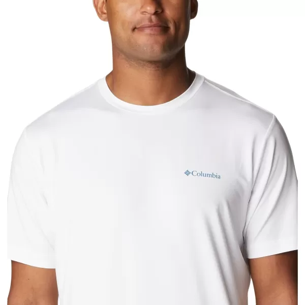 Columbia Mens Tech Trail Graphic TeeWhite HeatherCsc Stacked Logo