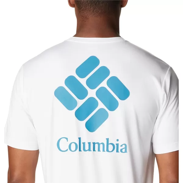 Columbia Mens Tech Trail Graphic TeeWhite HeatherCsc Stacked Logo