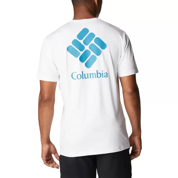 Columbia Mens Tech Trail Graphic TeeWhite HeatherCsc Stacked Logo