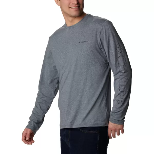 Columbia Mens Tech Trail Ls GraphicCity Grey HeatherBranded Shadow Sleeve