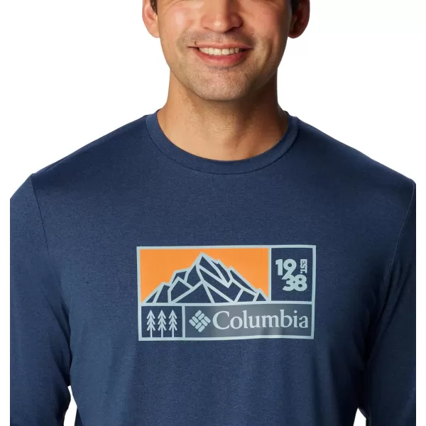 Columbia Mens Tech Trail Ls GraphicCollegiate Navy HeatherHike Icon Graphic