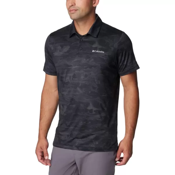 Columbia Mens Tech Trail Novelty PoloBlack Beachwood