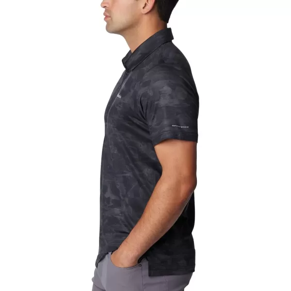 Columbia Mens Tech Trail Novelty PoloBlack Beachwood