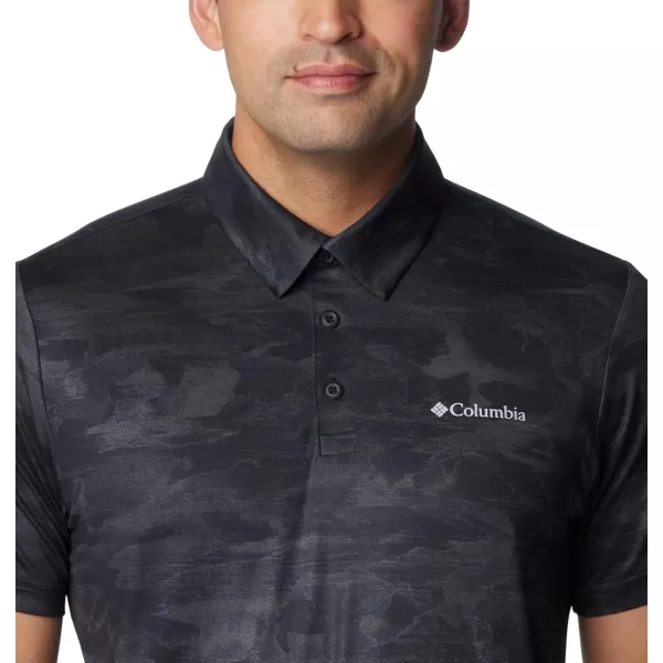 Columbia Mens Tech Trail Novelty PoloBlack Beachwood