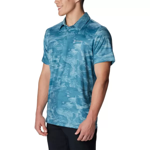 Columbia Mens Tech Trail Novelty PoloCloudburst Beachwood