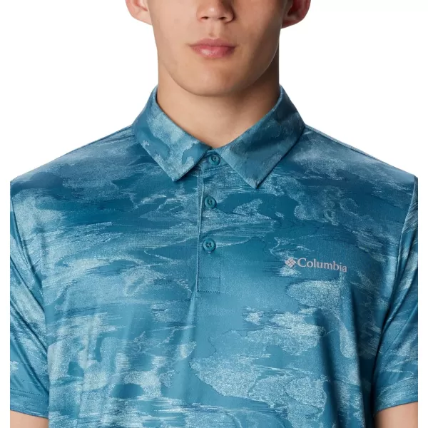 Columbia Mens Tech Trail Novelty PoloCloudburst Beachwood