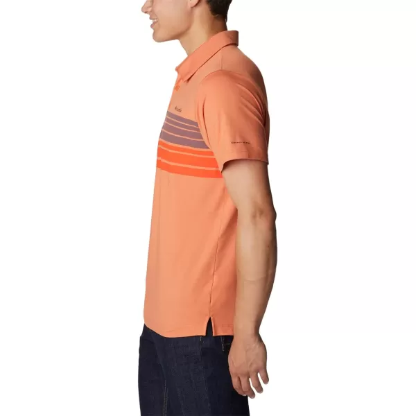 Columbia Mens Tech Trail Novelty PoloDesert Orange Heather Stripe