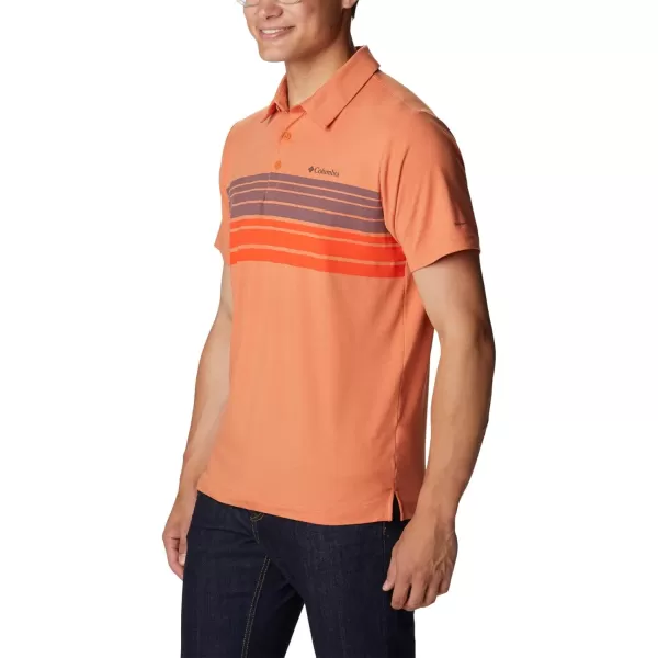 Columbia Mens Tech Trail Novelty PoloDesert Orange Heather Stripe