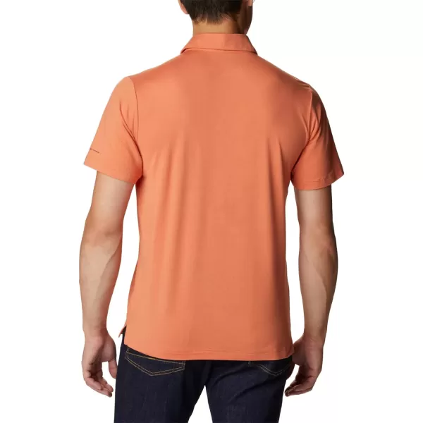 Columbia Mens Tech Trail Novelty PoloDesert Orange Heather Stripe