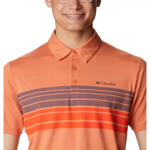 Columbia Mens Tech Trail Novelty PoloDesert Orange Heather Stripe