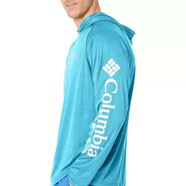 Columbia Mens Terminal Tackle Heather HoodieAtoll HeatherWhite Logo