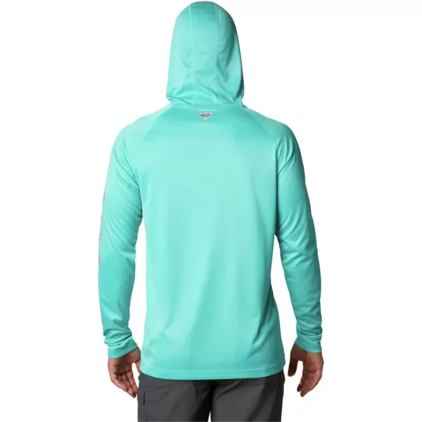 Columbia Mens Terminal Tackle Heather HoodieBright Aqua HeatherSalmon Logo