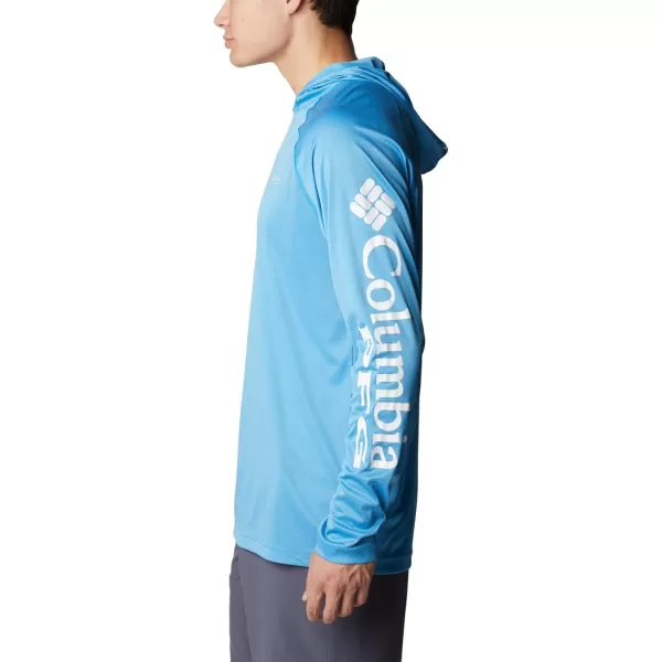 Columbia Mens Terminal Tackle Heather HoodieCompass Blue HeatherWhite Logo