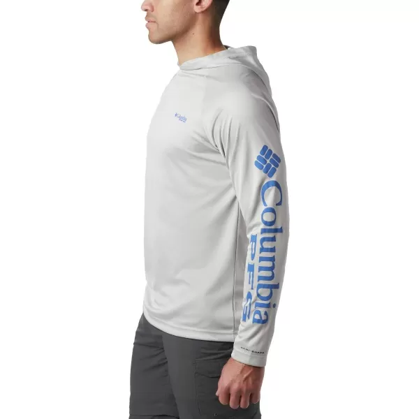 Columbia Mens Terminal Tackle Heather HoodieCool Grey HeatherVivid Blue Logo