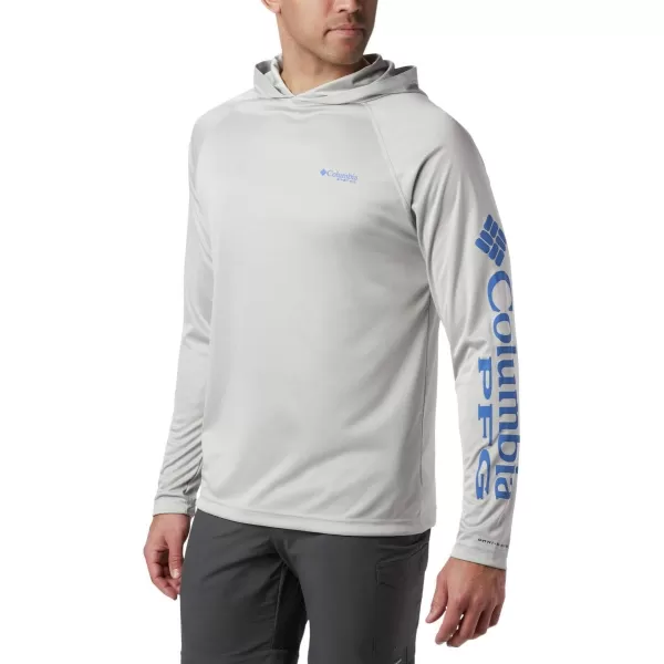 Columbia Mens Terminal Tackle Heather HoodieCool Grey HeatherVivid Blue Logo