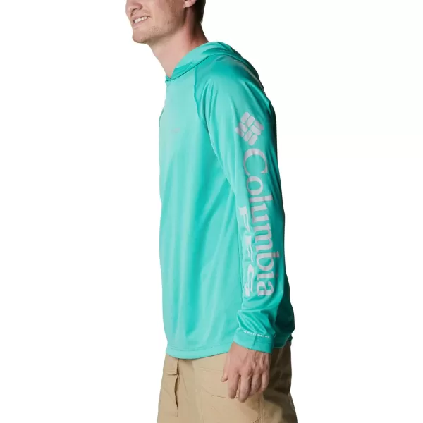 Columbia Mens Terminal Tackle Heather HoodieElectric Turquoise HeatherCool Grey Logo