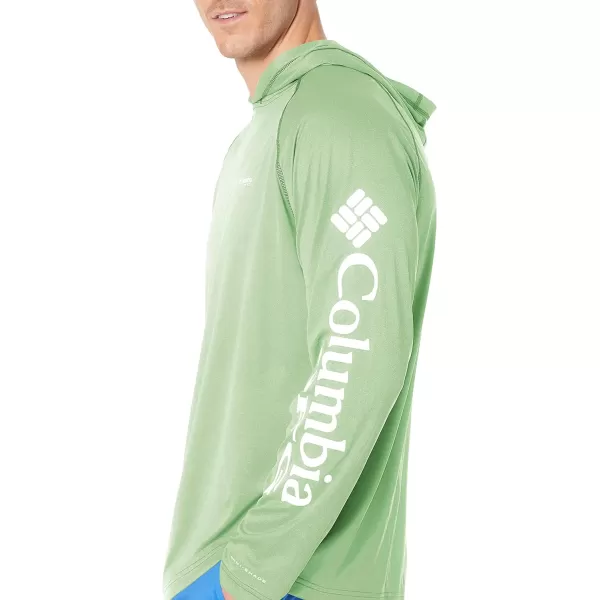 Columbia Mens Terminal Tackle Heather HoodieLime Glow HeatherWhite Logo