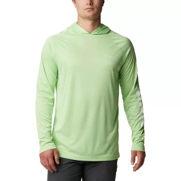 Columbia Mens Terminal Tackle Heather HoodieLime Glow HeatherWhite Logo