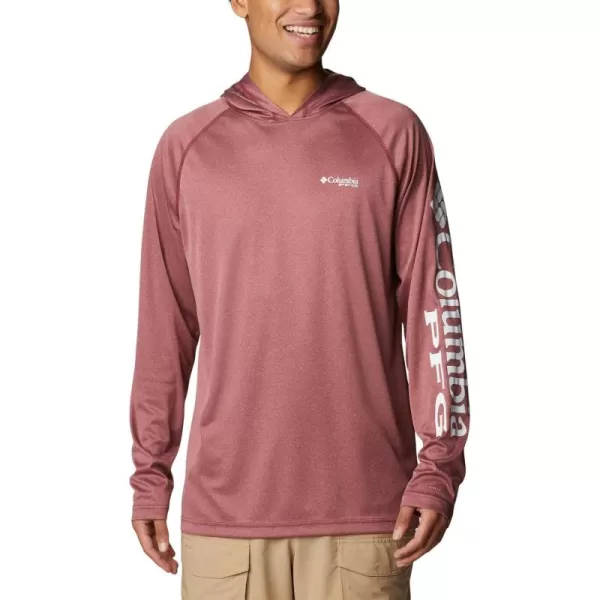 Columbia Mens Terminal Tackle Heather HoodieRed Jasper HeatherWhite Logo