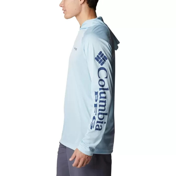 Columbia Mens Terminal Tackle Heather HoodieSpring Blue HeatherCarbon Logo