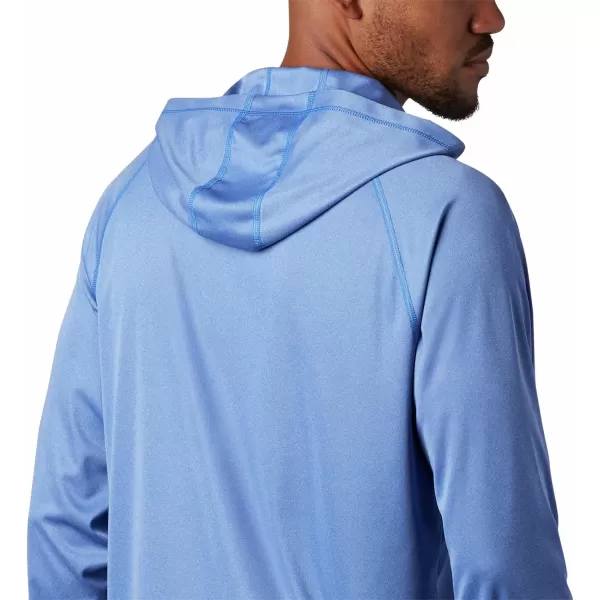 Columbia Mens Terminal Tackle Heather HoodieVivid Blue HeatherBright Nectar Logo