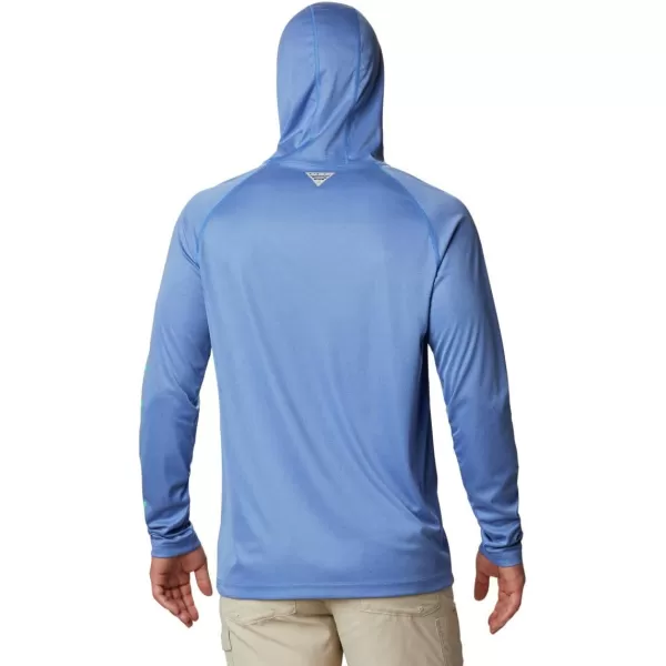 Columbia Mens Terminal Tackle Heather HoodieVivid Blue HeatherWinter Green Logo