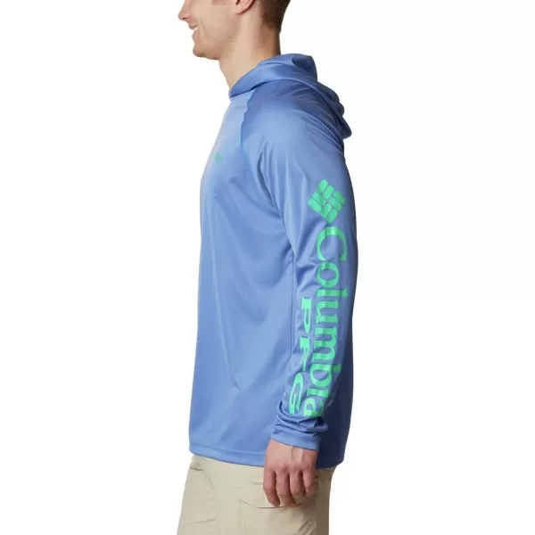 Columbia Mens Terminal Tackle Heather HoodieVivid Blue HeatherWinter Green Logo