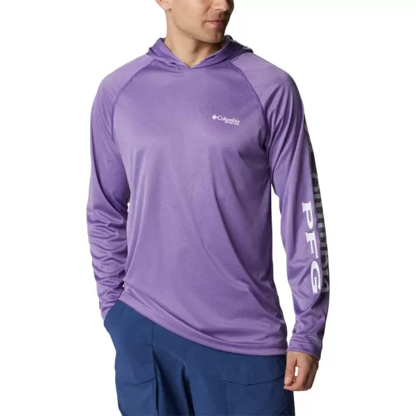 Columbia Mens Terminal Tackle Heather HoodieVivid Purple Heather White Logo