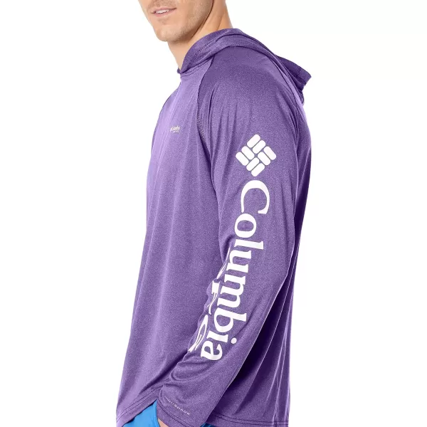 Columbia Mens Terminal Tackle Heather HoodieVivid Purple Heather White Logo