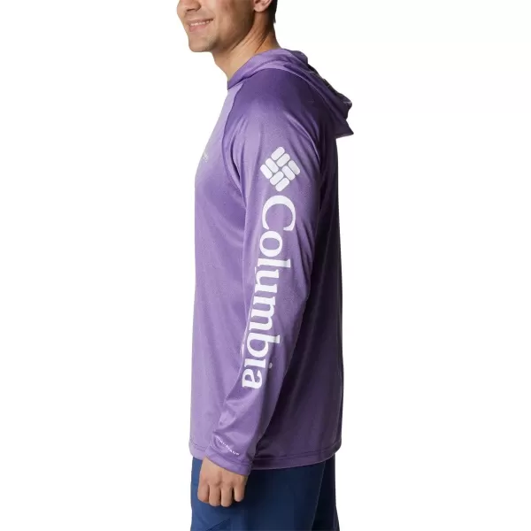 Columbia Mens Terminal Tackle Heather HoodieVivid Purple Heather White Logo