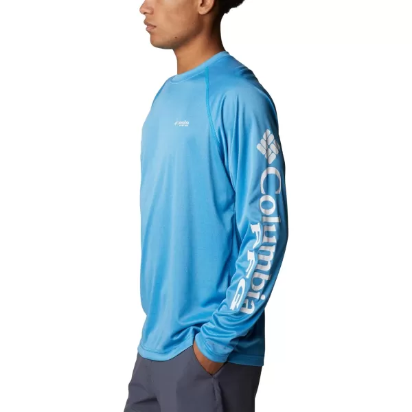 Columbia Mens Terminal Tackle Heather Long Sleeve ShirtCompass Blue HeatherWhite Logo
